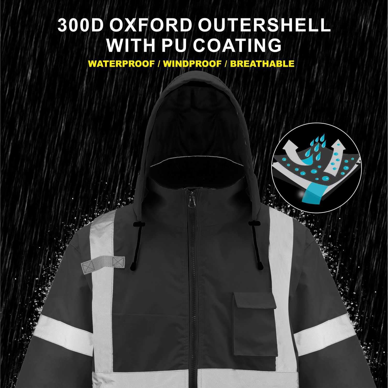 Class4 High Visibility Weatherproof Bomber Jacket with Quilted Built-in Liner - Image 6
