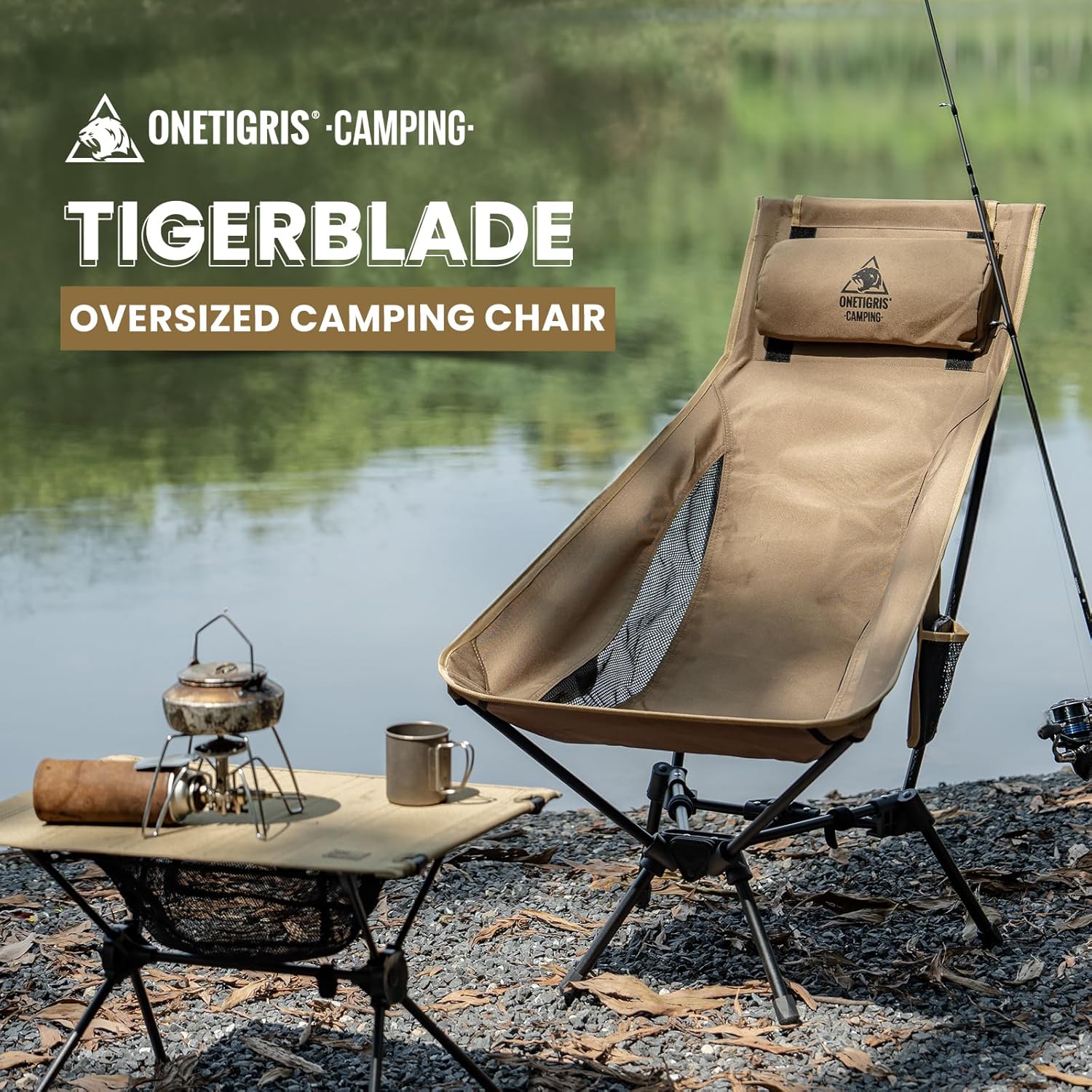 OneTigris Tigerblade High Back Camping Chair with Pillow Design, Comfortable Widened Seat Folding Chair - Image 4