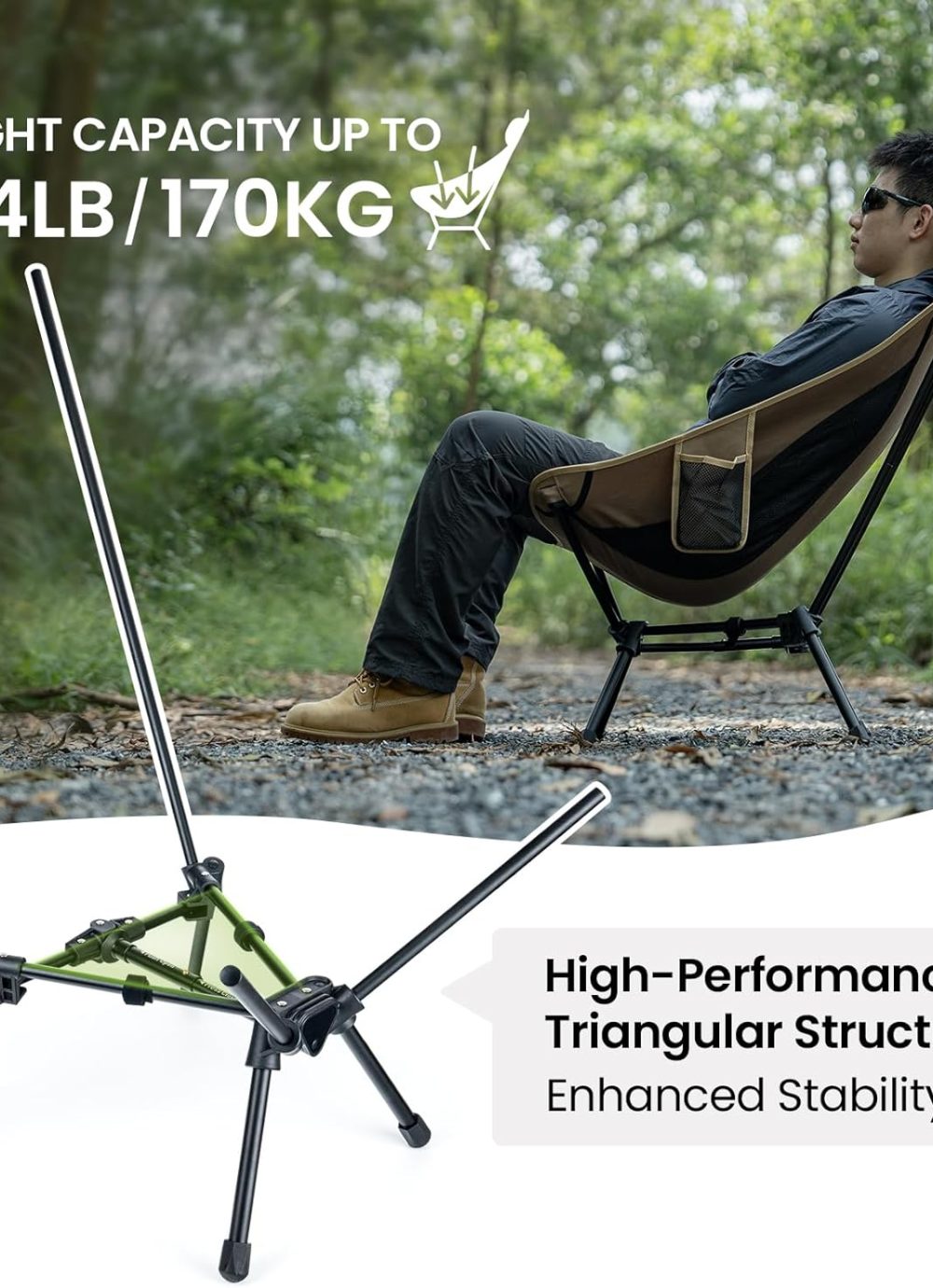 OneTigris Tigerblade High Back Camping Chair with Pillow Design, Comfortable Widened Seat Folding Chair - Image 6