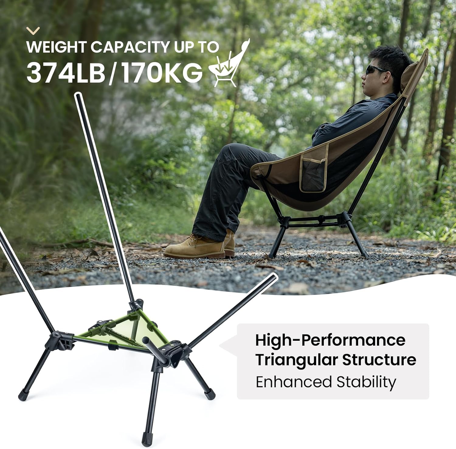 OneTigris Tigerblade High Back Camping Chair with Pillow Design, Comfortable Widened Seat Folding Chair - Image 6