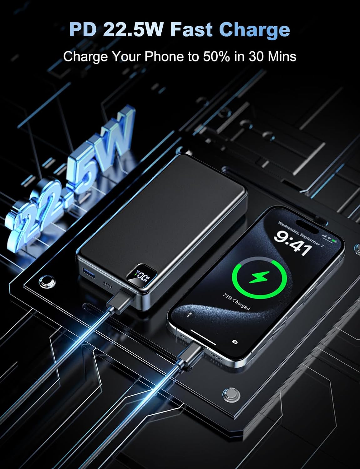 Portable Charger Power Bank 56800mAh Battery Pack-22.5W Fast Charging with USB C & LED Display, 3 Outputs High Capacity Portable Power Bank for iPhone 16/15/14/13 Series, Samsung, iPad etc - Image 2