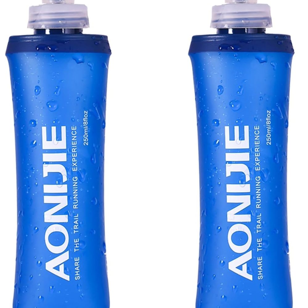 TRIWONDER TPU Soft Folding Water Bottles BPA-Free Collapsible Flask for Hydration Pack - Ideal for Running Hiking Cycling Climbing (250ml/8.45oz - Pack of 2)